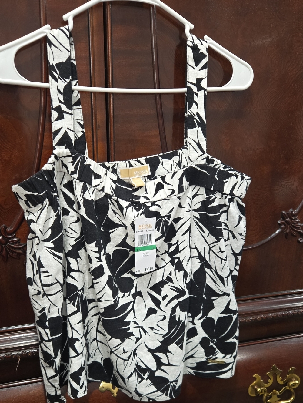 Michael Kors Black & White Floral Tank Top